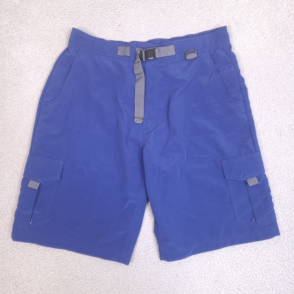Cabela's Cargo Shorts Mens Large 36‎ Blue Hybrid Swim Wear Lined Fishing Belted